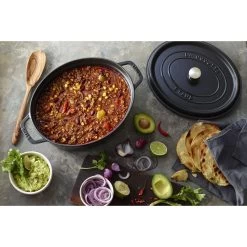 Staub Cocotte 27 Cm, Ovalado, Negro, Hierro Fundido -Cocina Comercio 000017579