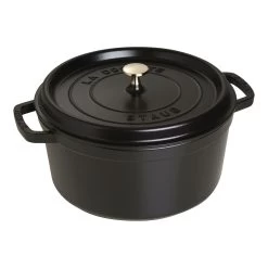 Staub Cocotte 28 Cm, Redondo, Negro, Hierro Fundido