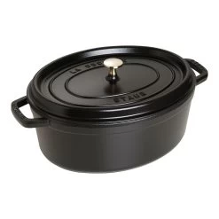 Staub Cocotte 33 Cm, Ovalado, Negro, Hierro Fundido