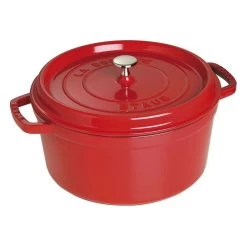Staub Cocotte 28 Cm, Redondo, Cereza, Hierro Fundido