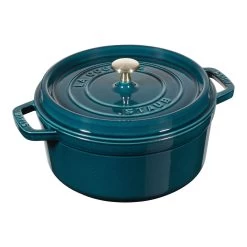 Staub Cocotte 20 Cm, Redondo, Verde Azulado-turquesa, Hierro Fundido