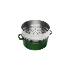 Staub Cocotte Con Vaporera 26 Cm, Redondo, Albahaca, Hierro Fundido -Cocina Comercio 40510 603 0 2