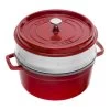 Staub Cocotte Con Vaporera 26 Cm, Redondo, Cereza, Hierro Fundido -Cocina Comercio 40510601