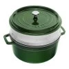 Staub Cocotte Con Vaporera 26 Cm, Redondo, Albahaca, Hierro Fundido -Cocina Comercio 40510603