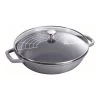 Staub Wok Con Tapa De Cristal 30 Cm, Hierro Fundido, Gris Grafito