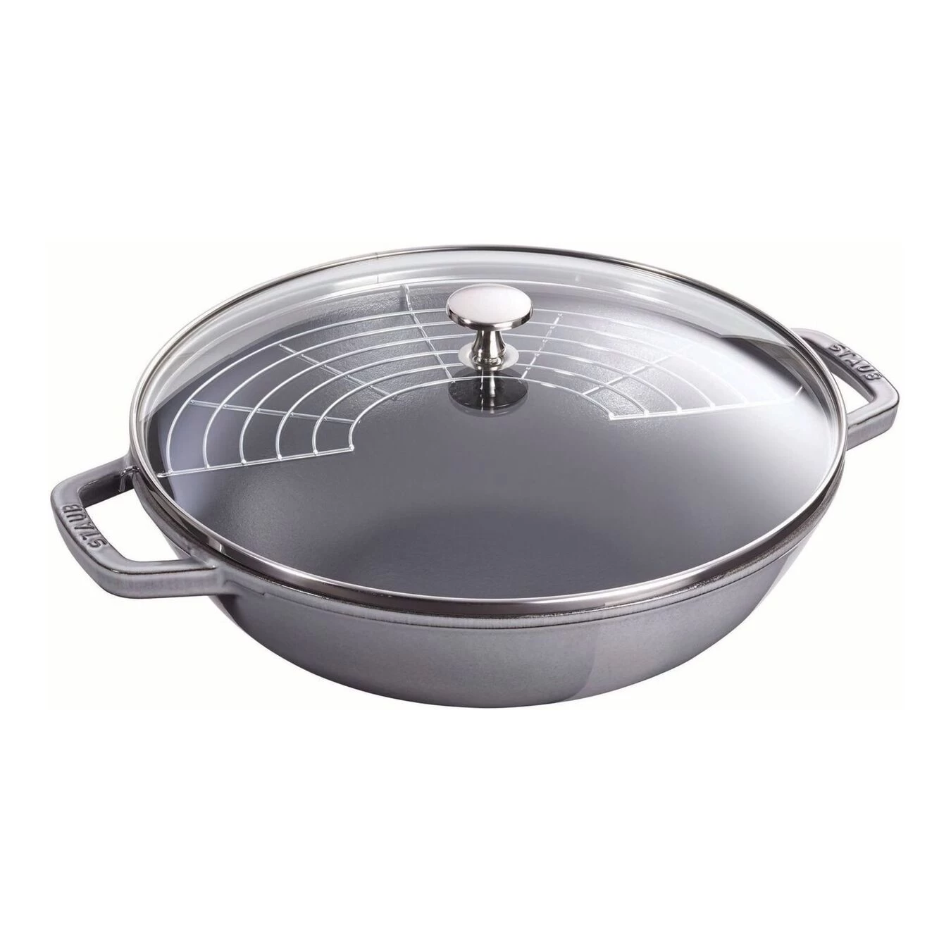 Staub Wok Con Tapa De Cristal 30 Cm, Hierro Fundido, Gris Grafito 3 Staub Wok Con Tapa De Cristal 30 Cm, Hierro Fundido, Gris Grafito
