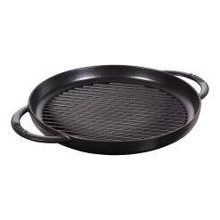 Staub Plancha 30 Cm, Redondo, Negro, Hierro Fundido