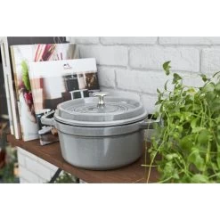 Staub Cocotte 18 Cm, Redondo, Gris Grafito, Hierro Fundido -Cocina Comercio 750032230