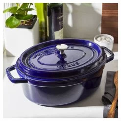 Staub Cocotte 29 Cm, Ovalado, Azul Oscuro, Hierro Fundido -Cocina Comercio 750032554
