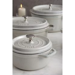 Staub Cocotte 20 Cm, Redondo, Blanco Trufa, Hierro Fundido -Cocina Comercio 750037881