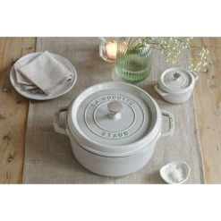 Staub Cocotte 20 Cm, Redondo, Blanco Trufa, Hierro Fundido -Cocina Comercio 750037975